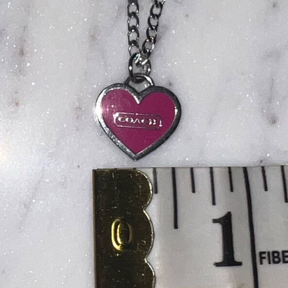 Coach Silver and Pink Heart Necklace - Picture 5 of 6